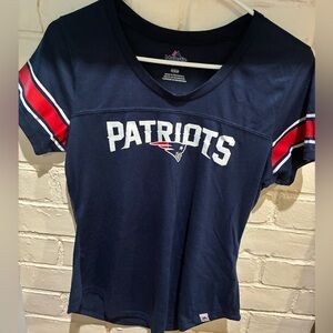 Ladies New England Patriots Navy Tee with Red and White Accents